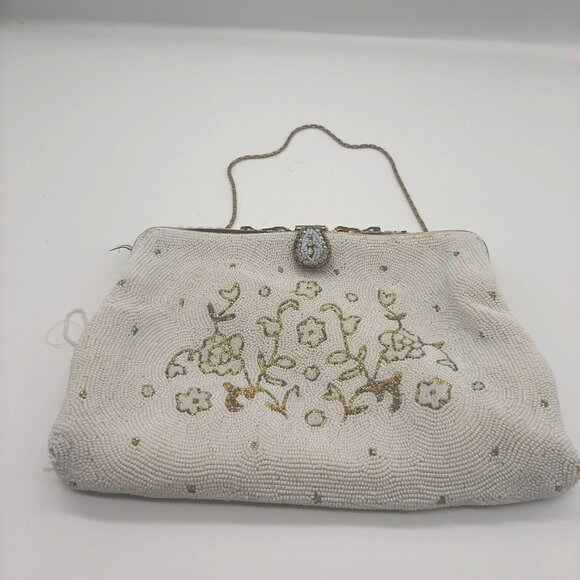 Vintage Beaded Evening Clutch Handbag Marshall Field & Company  French - Picture 1 of 10